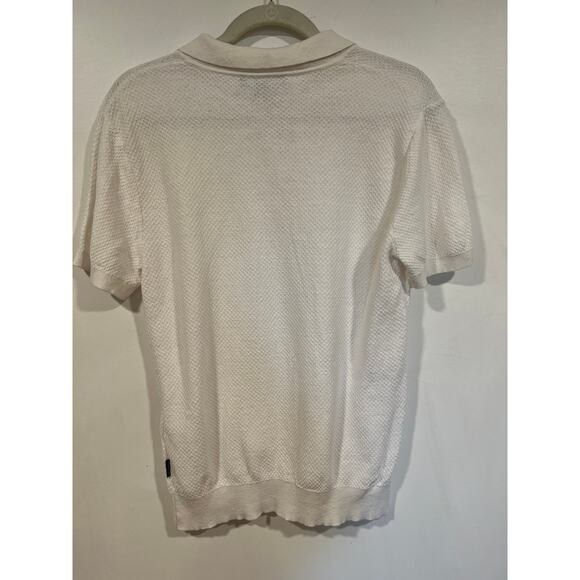 Michael Kors Men’s Linen Cotton Minimalist Summer Polo Shirt Medium White - Picture 4 of 7